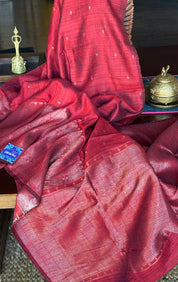 Pure Matka Silk - Maroon Zari Woven