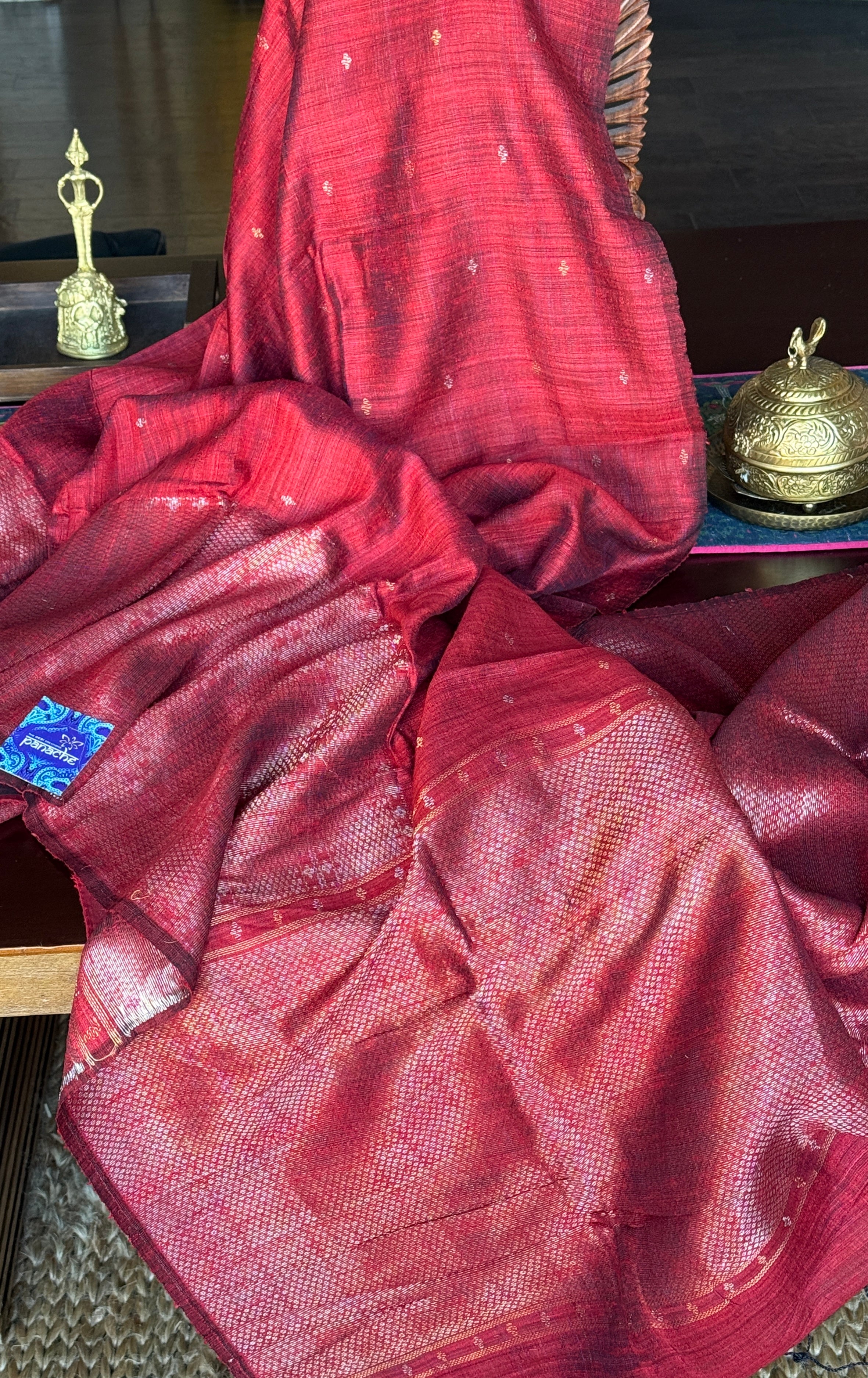 Pure Matka Silk - Maroon Zari Woven