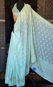 Designer Chiffon Embroidered - Pista Green