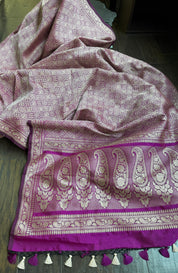 Soft Silk Brocade Banaras Saree - Magenta Purple