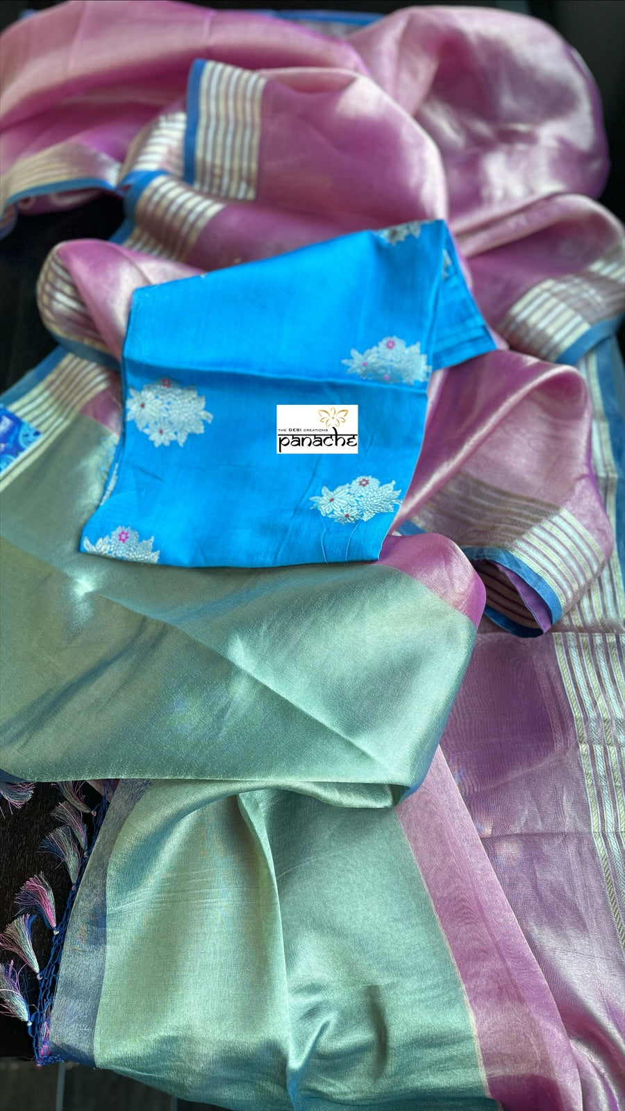 Pure Tissue Silk - Pink Blue