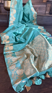 Pure Katan Silk Banarasi - Sea Green