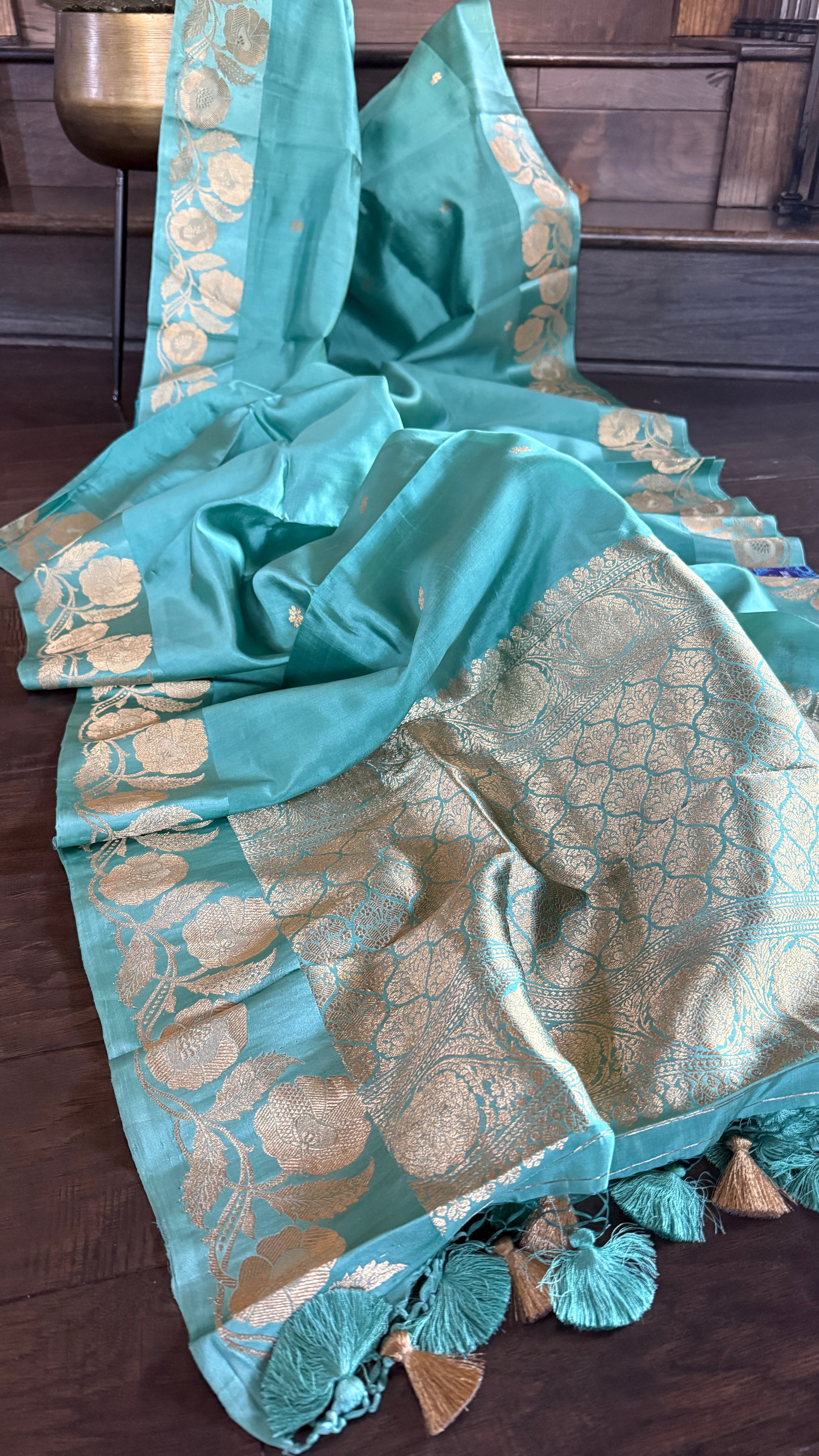 Pure Katan Silk Banarasi - Sea Green