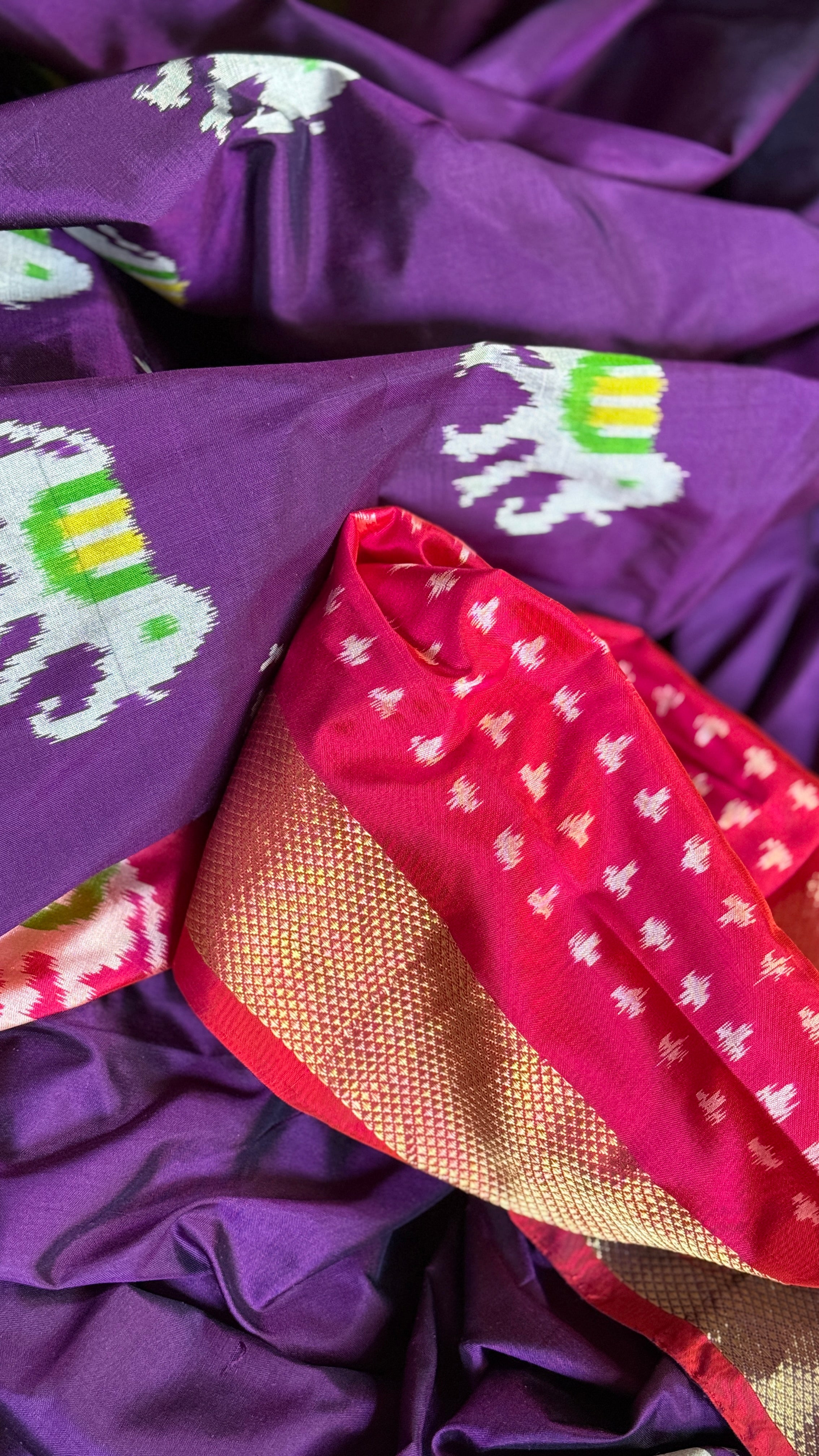 Pure Silk Ikat - Purple Red Pochampally
