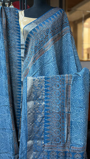 Dola Silk Ajrakh - Indigo 1