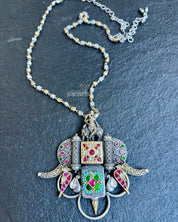 Pure Silver Necklace - Krishna Pendant Dual Tone