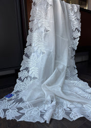 Designer Organza Cutwork - Light Ice Grey