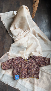 Designer Cotton Blouse - Brown Kalamkari