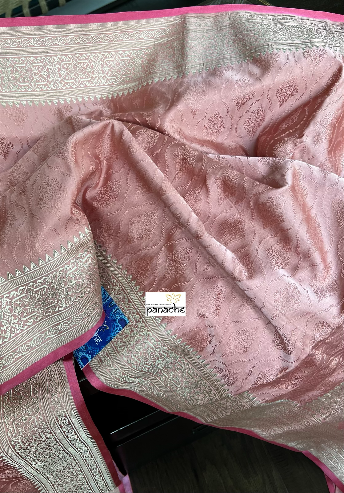 Pure Silk Mashru Banarasi- Dusty Pink