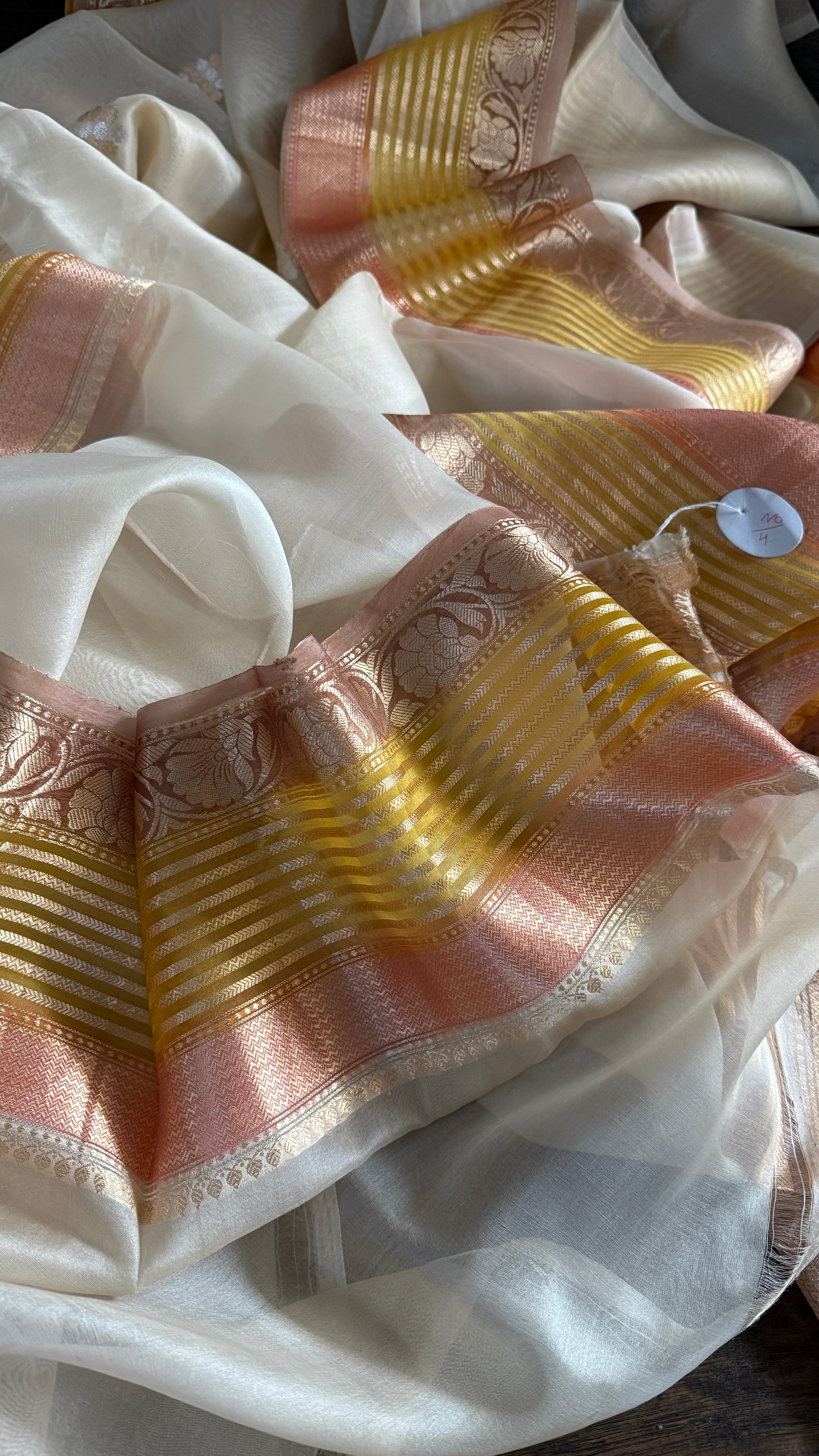 Kora Silk Banarasi - Beige Multicolor Border