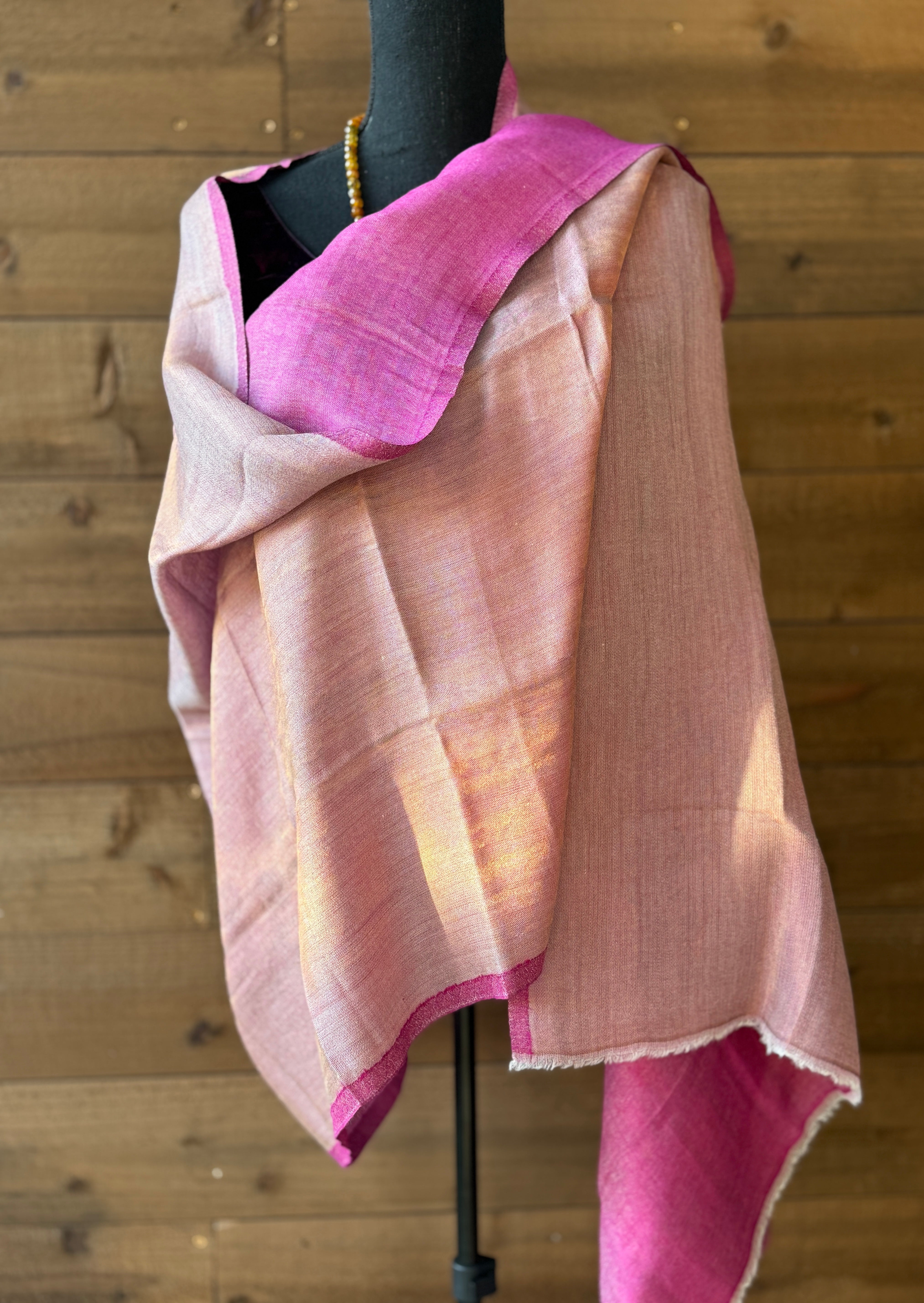 Pure Pashmina Stole - Magenta Pink Reversible