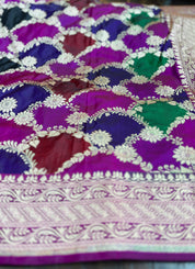 Pure Silk Banarasi - Purple Magenta Maroon Green