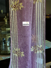 Designer Organza Hand Embroidered -  Mauve Multi Color