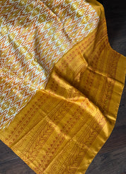 Bishnupur Silk Printed - Yellow Ikat
