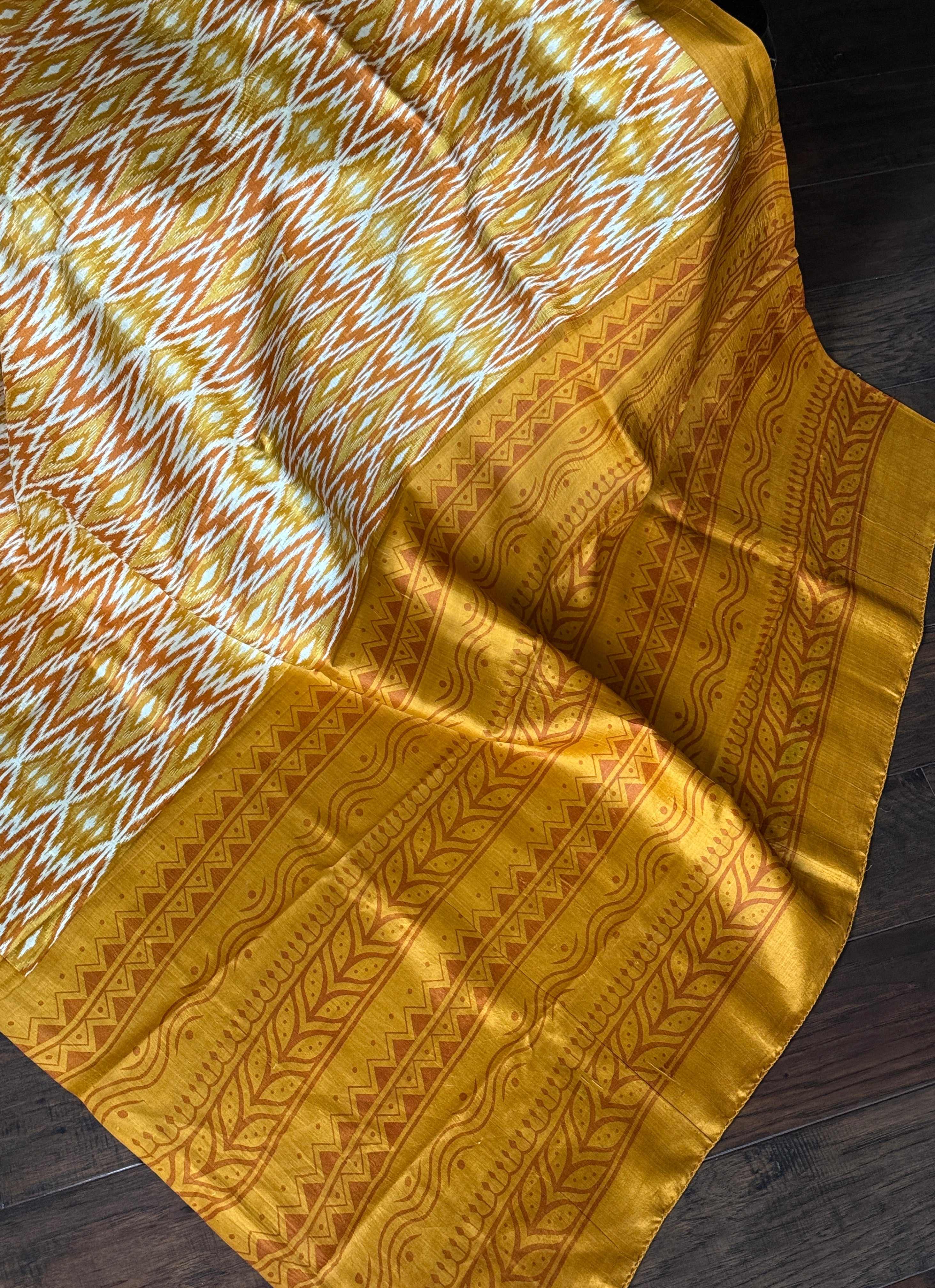 Bishnupur Silk Printed - Yellow Ikat