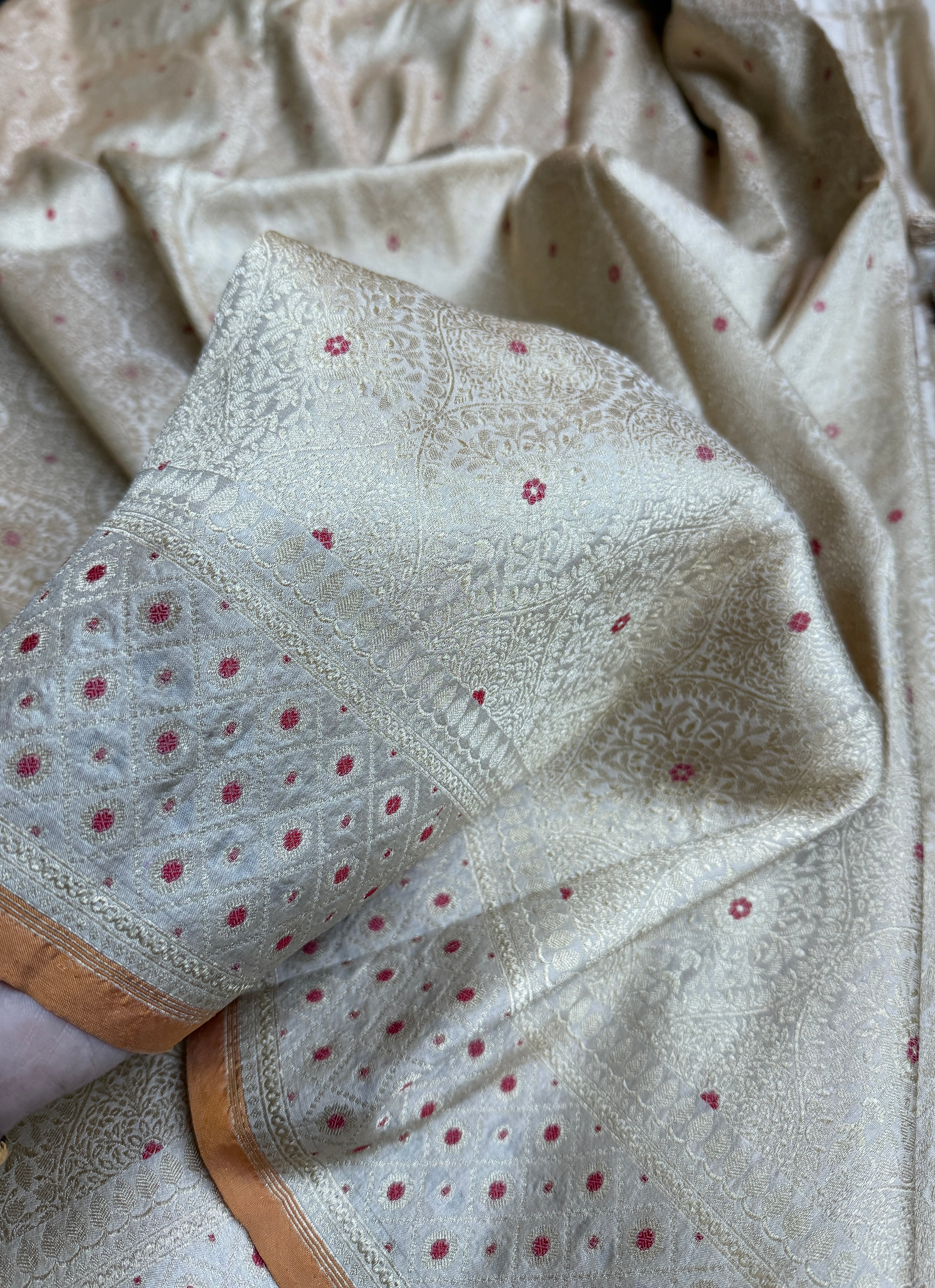 Pure Silk Brocade Banarasi- Cream
