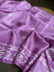 Pure Tussar Silk Jamdaani - Mauve