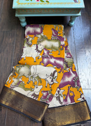 Chinori Silk Kalamkari - Yellow Nandi