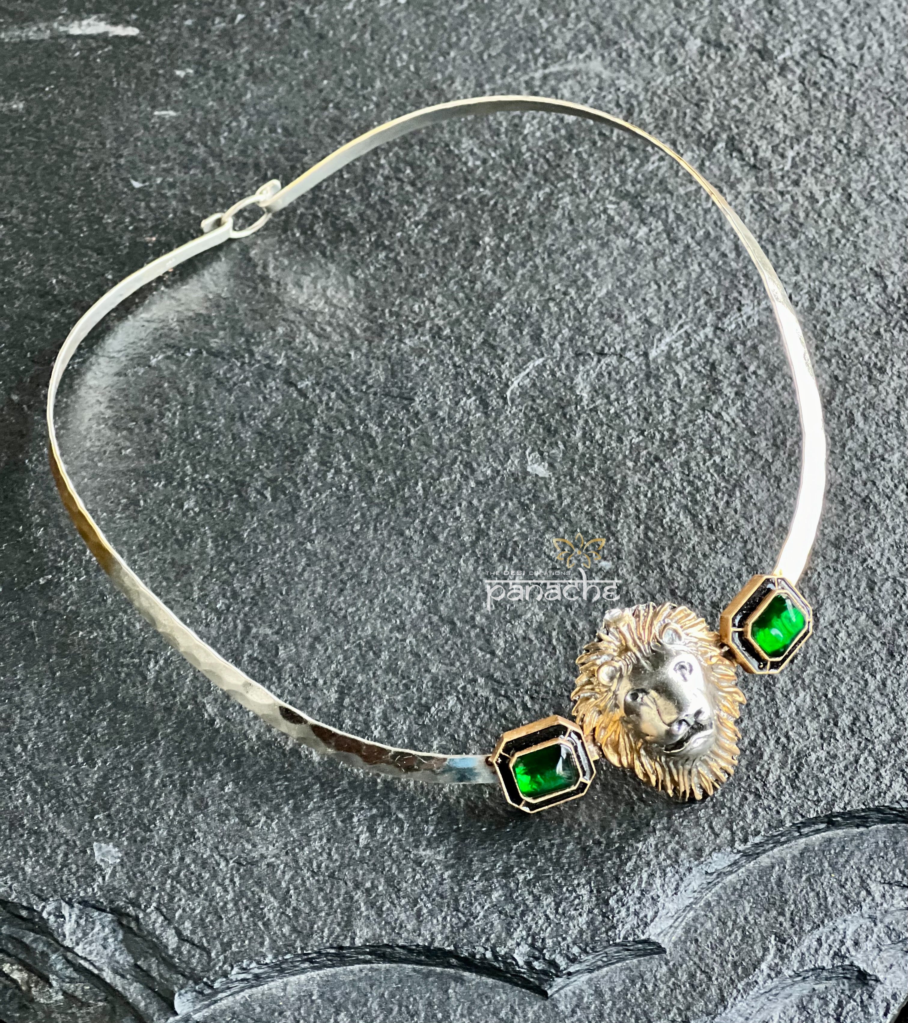 Silver 925 Choker - Lion Mask Designer Inspired