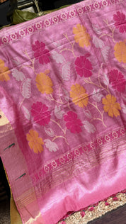 Tussar Silk Paithani Single Munia - Henna Green Handwoven