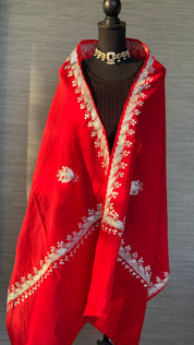 Kashmiri Stole - Red Zari Aariwork