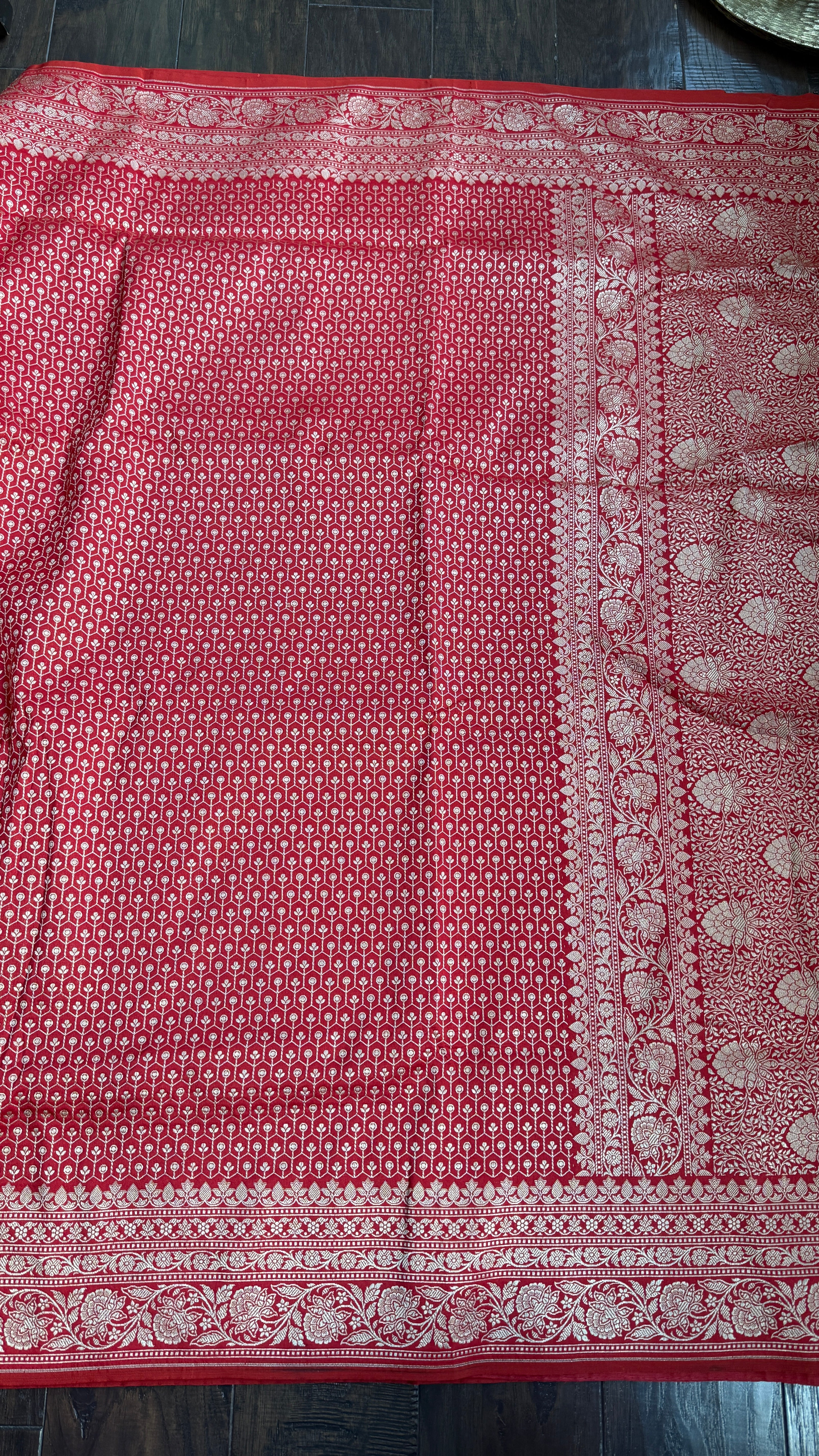 Soft Silk Banaras Saree - Red Zari Woven