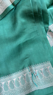 Pure Silk Mashru Banarasi- Sage Green