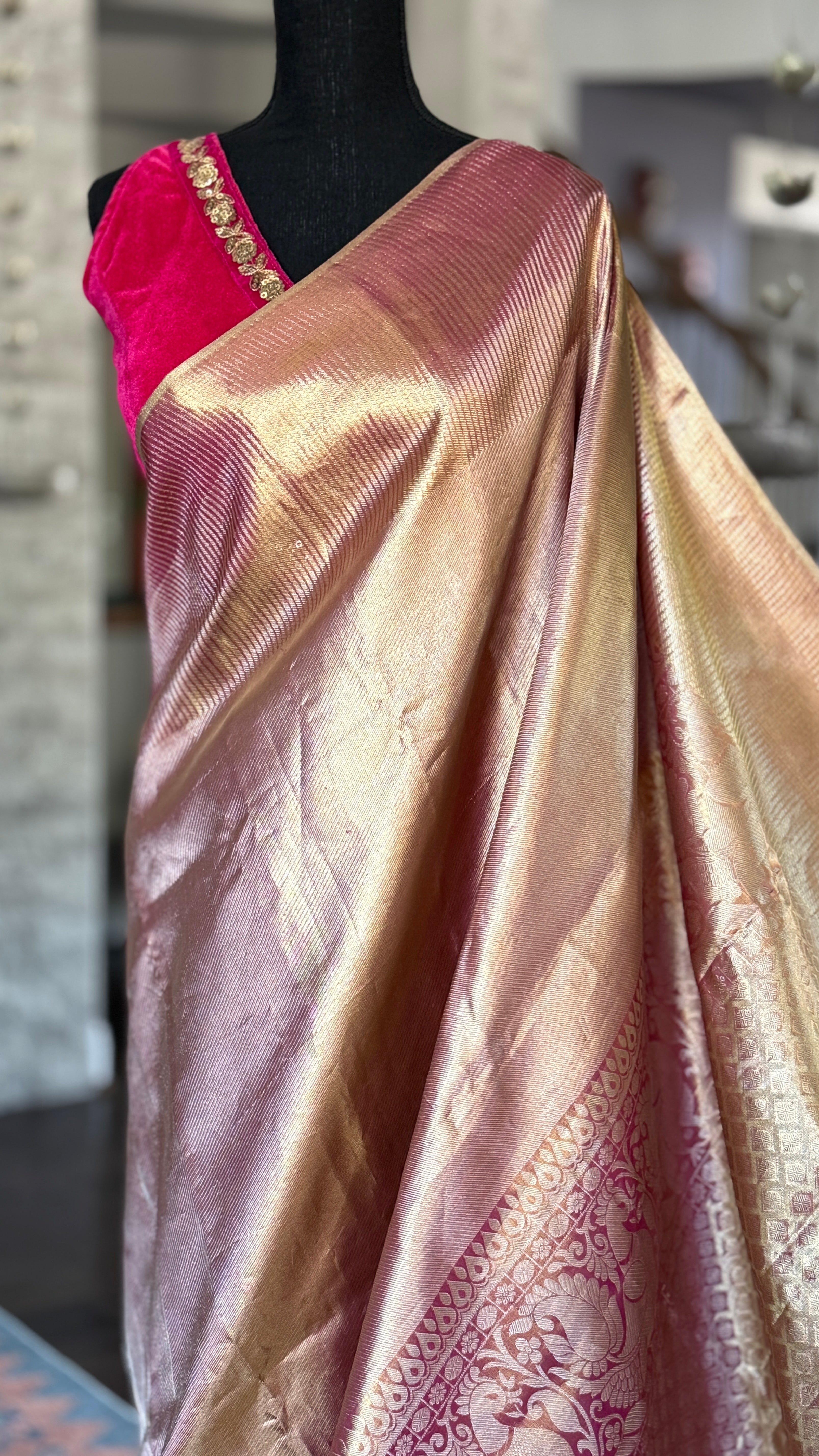 Pure Tissue Silk Kanjivaram - Golden Purple