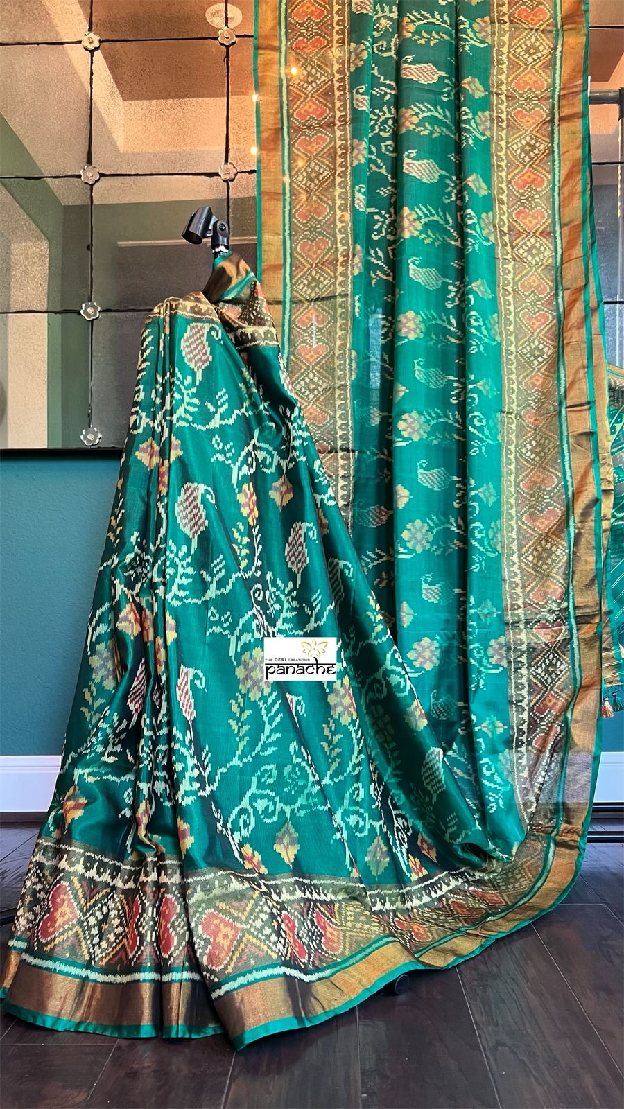 Patan Silk Patola - Green Antique Zari