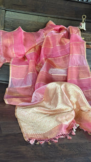 Tissue Organza Silk Banarsi - Rangkat Peach Pink
