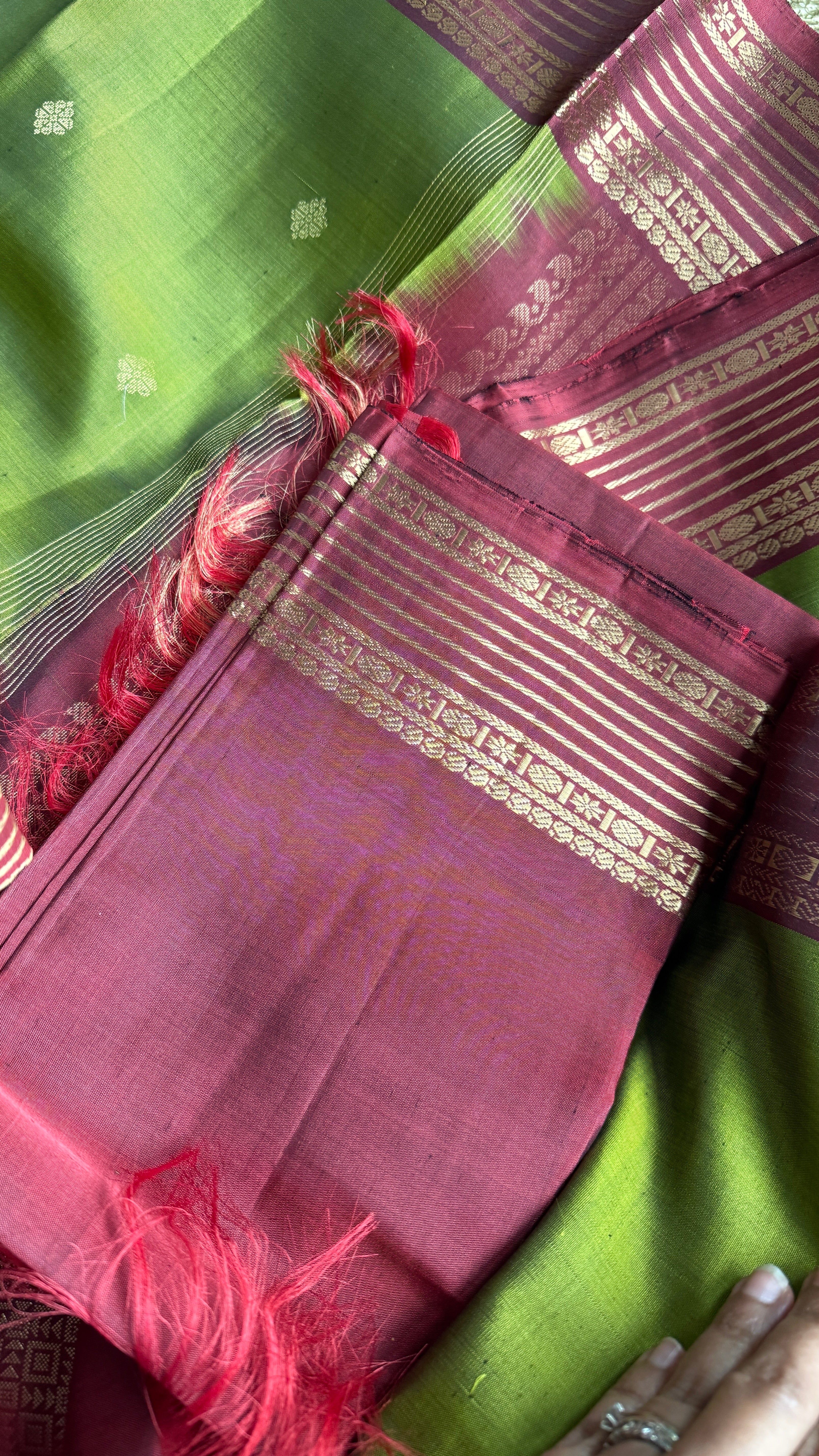 Pure Silk Kanjivaram - Green Maroon 2G Pure Zari