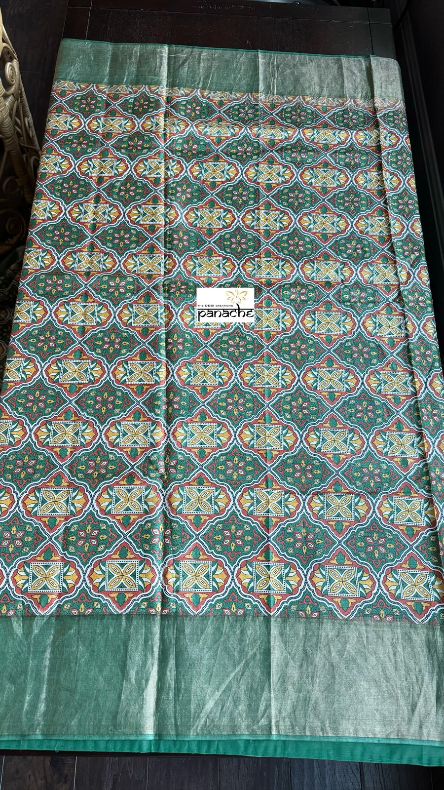 Pure Tussar Silk - Green Printed