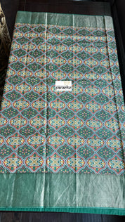 Pure Tussar Silk - Green Printed