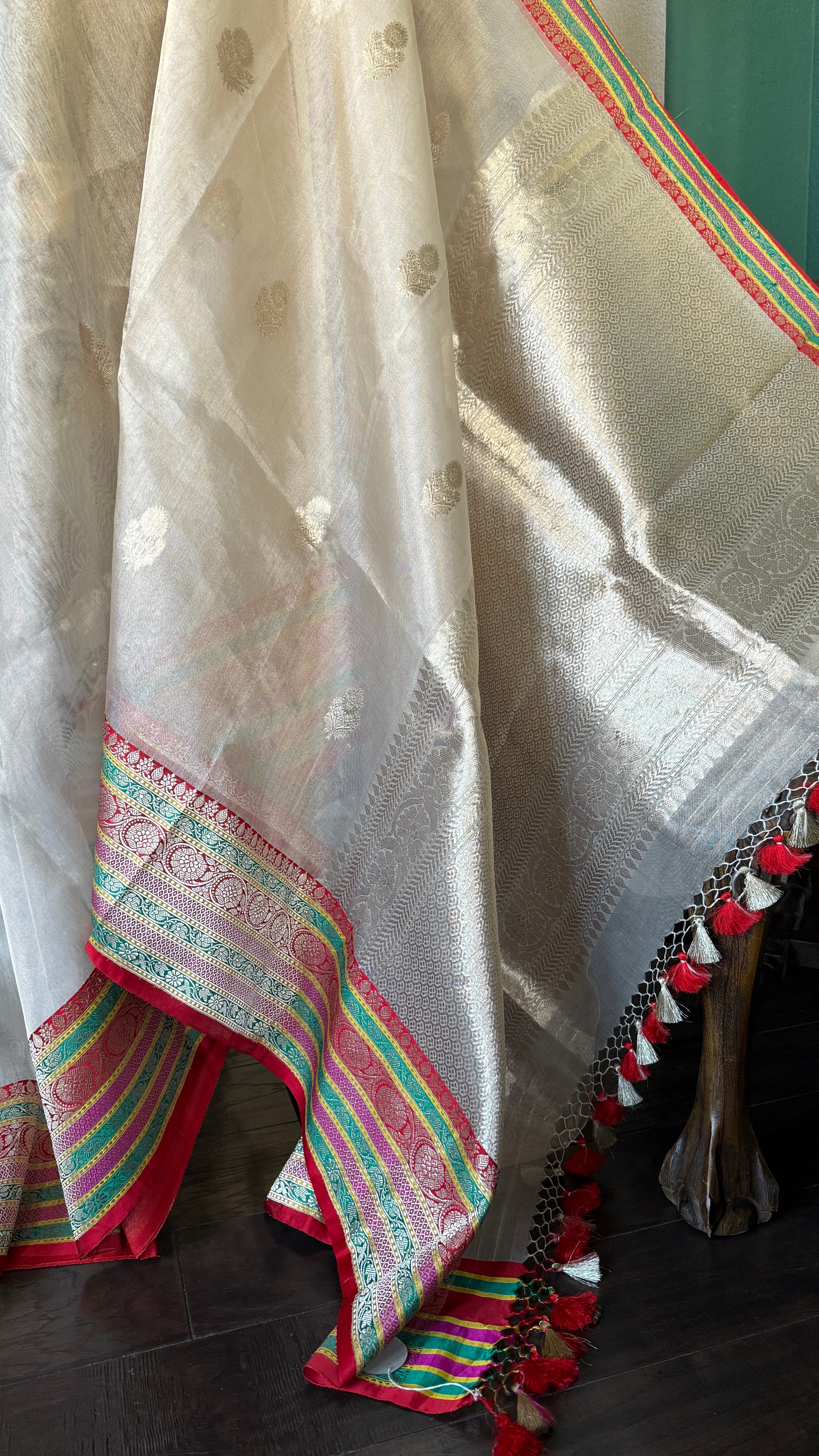 Pure Tissue Silk Banarasi - Antique Golden Rangkat Border