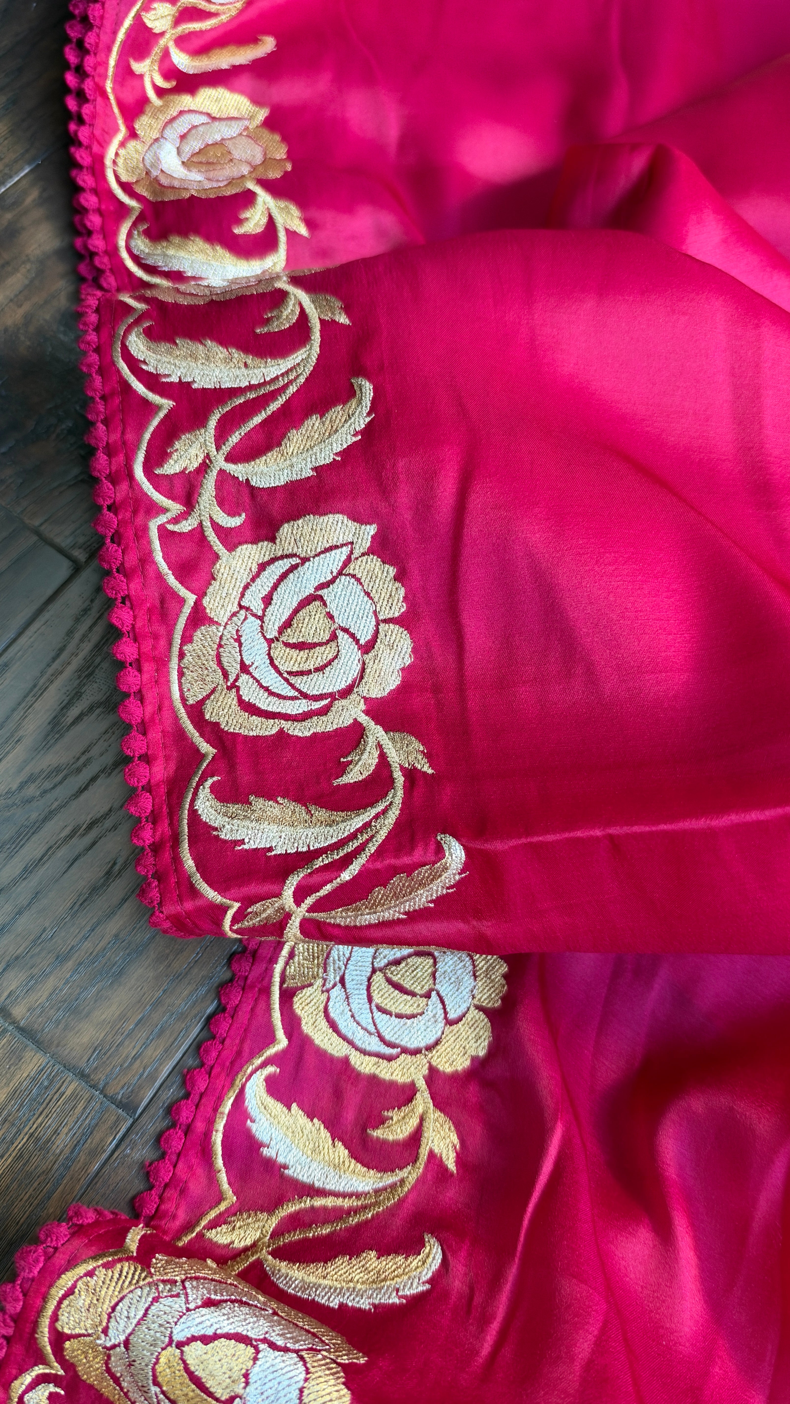 Soft Silk Embroidered - Rani Pink