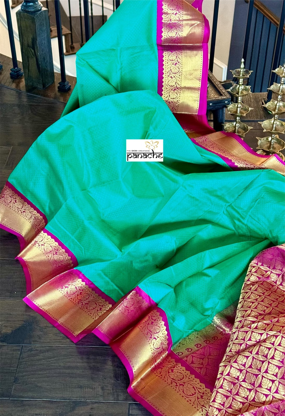 Soft Silk Kanjivaram - Green Magenta