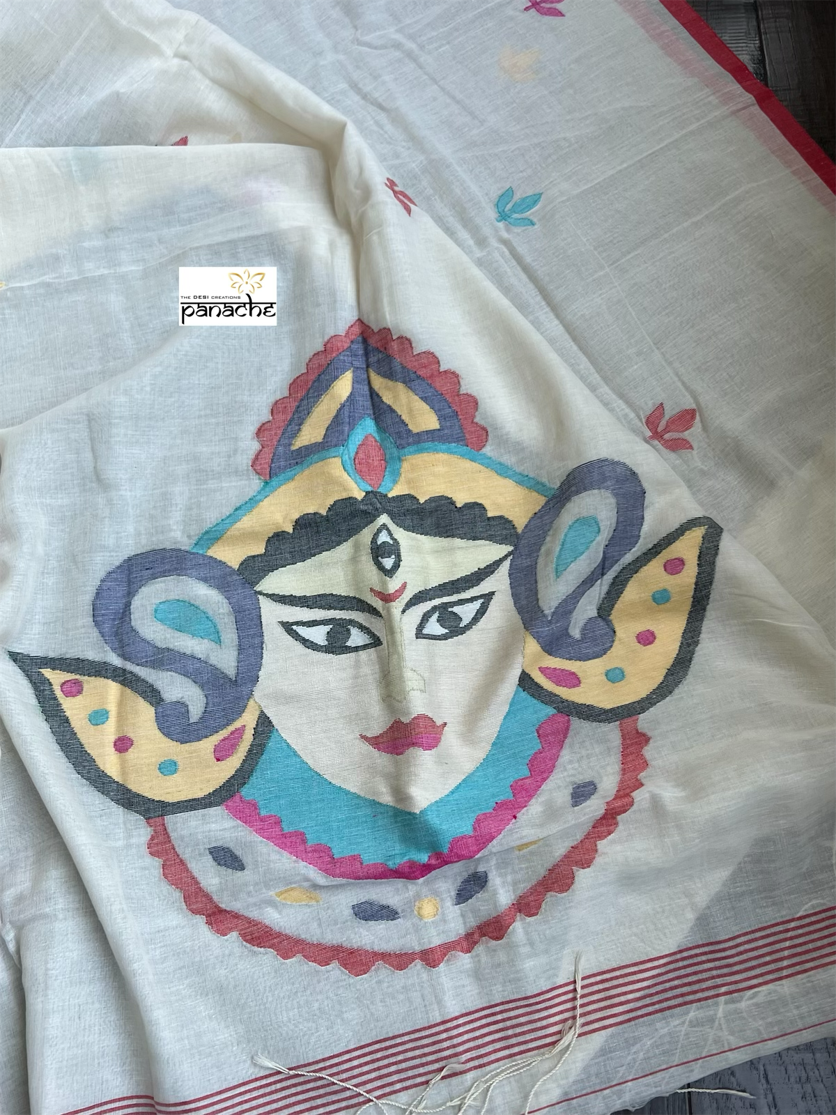 Pure Khadi Cotton  - Cream Durga Woven