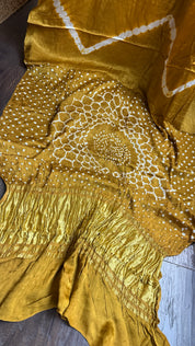 Modal Silk Makdi Bandhej - Ochre Yellow Shibori