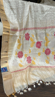Tussar Silk Paithani Single Munia - Golden Beige Handwoven