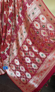 Bandhej Khaddi Georgette Banarasi - Red Gharchola