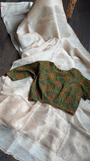 Designer Blouse - Green Ajrakh Printed