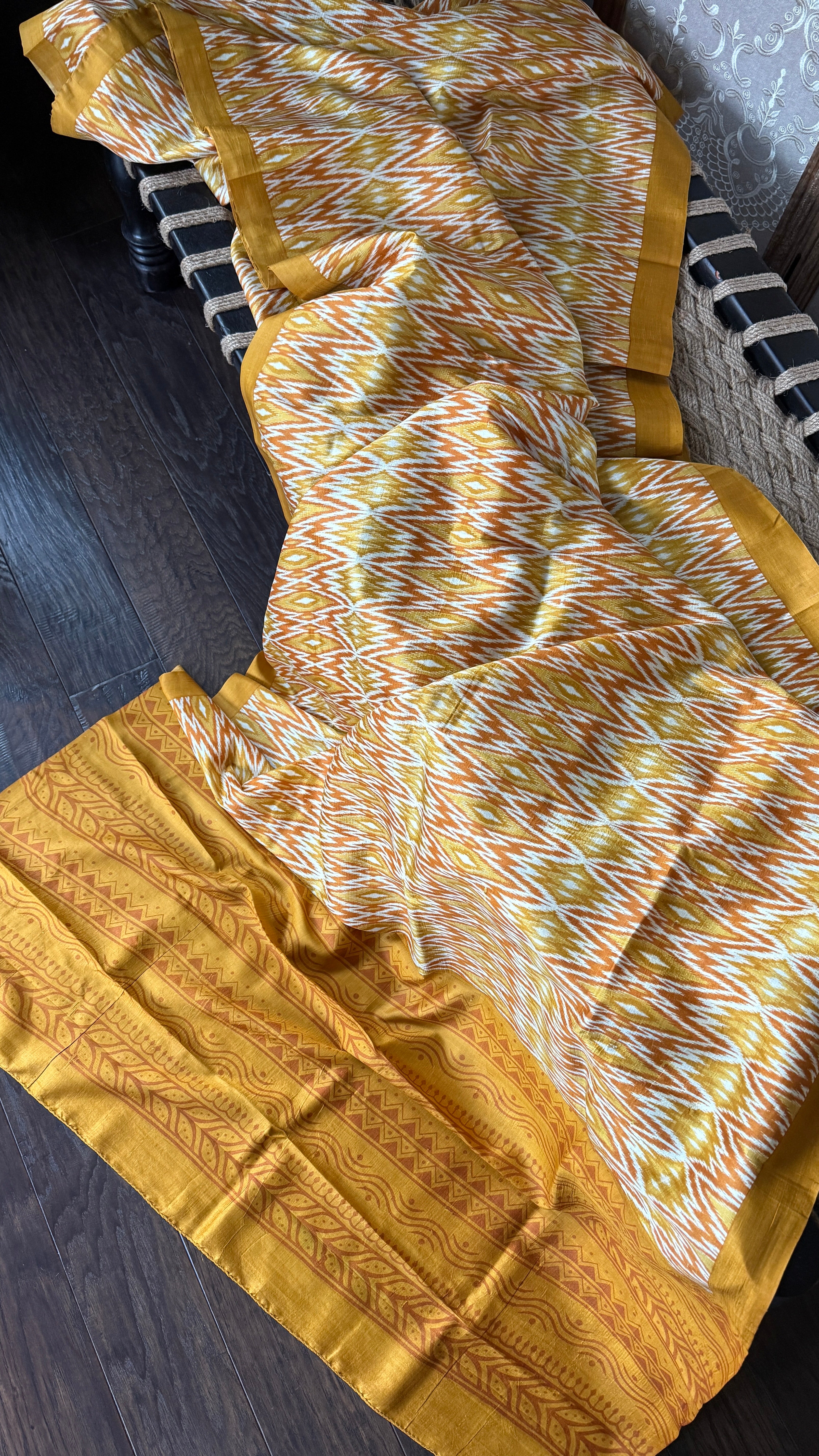 Bishnupur Silk Printed - Yellow Ikat