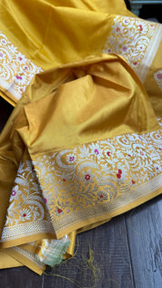 Pure Katan Silk Kadhua Banarasi - Yellow