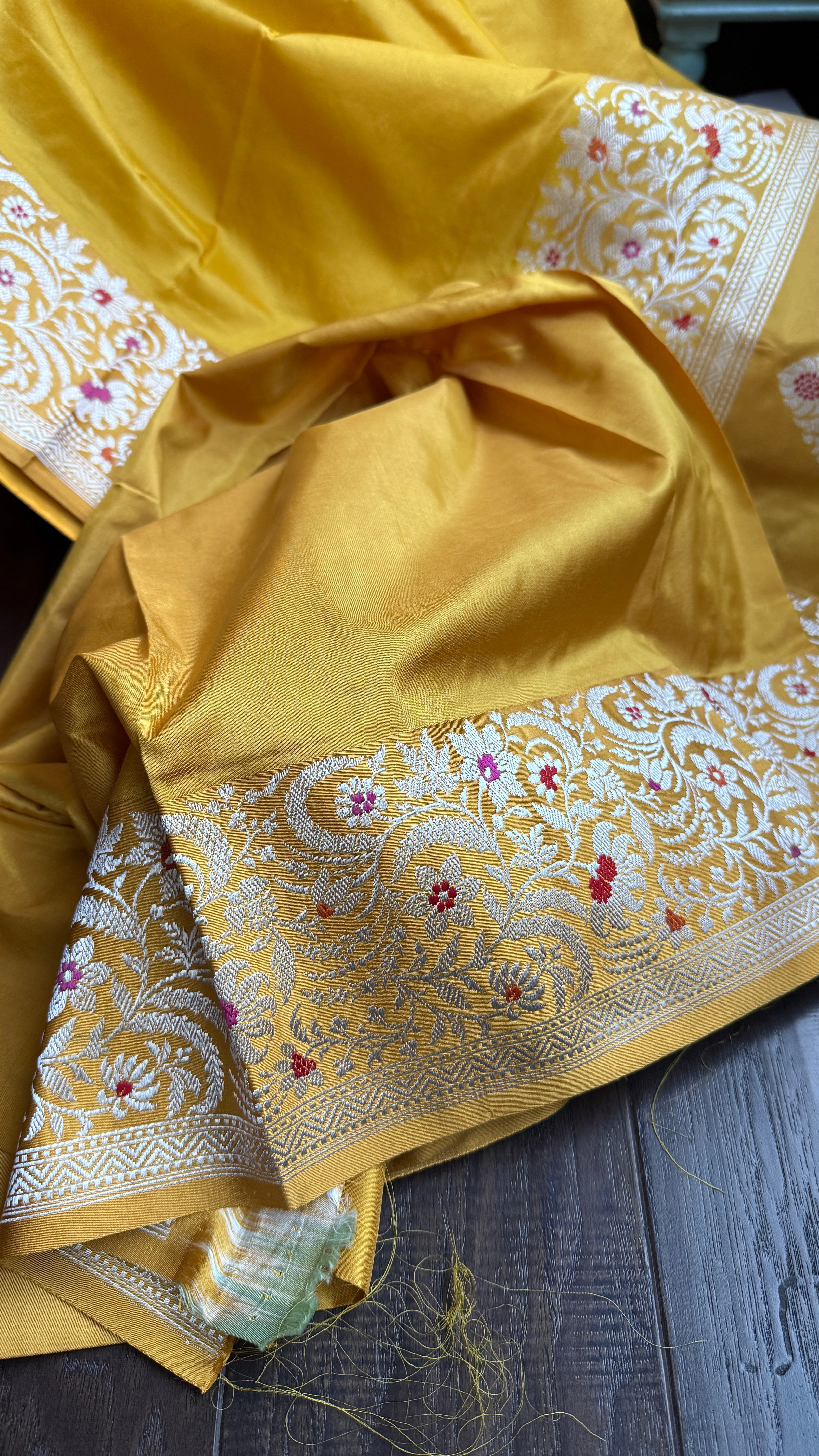 Pure Katan Silk Kadhua Banarasi - Yellow