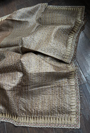 Designer Hand Zardozi Pure Tussar Silk - Brown