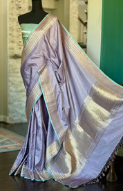Pure Silk Mashru Kadhua Banarasi- Lavender