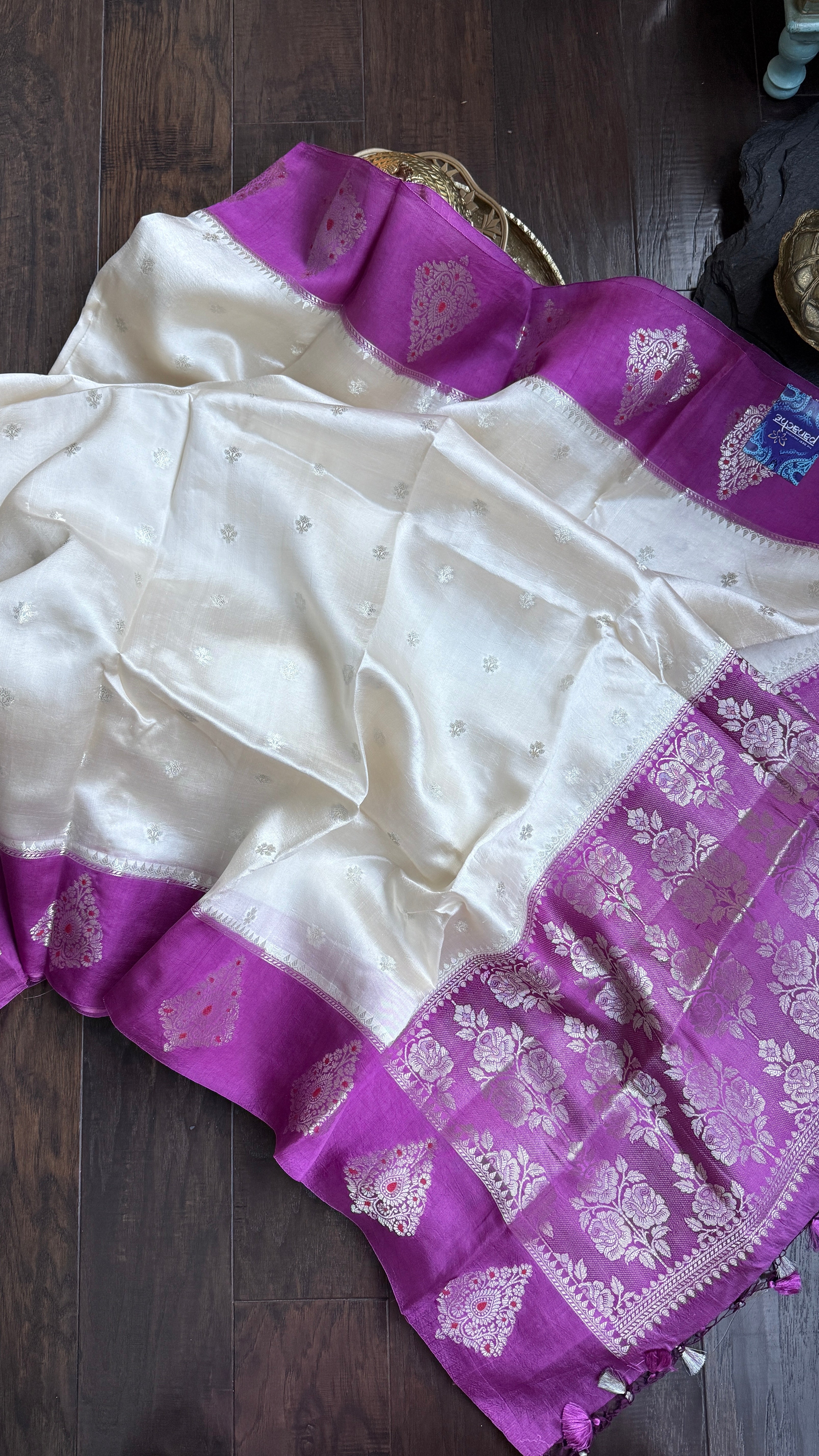 Chiniya Silk Banarasi - Off White Purple Woven