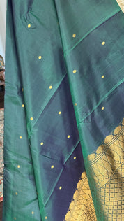 Pure Silk Kanjivaram - Dark Green Borderless