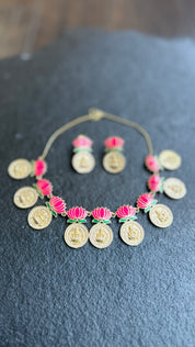 German Silver Lakshmi Set - Gold Lotus