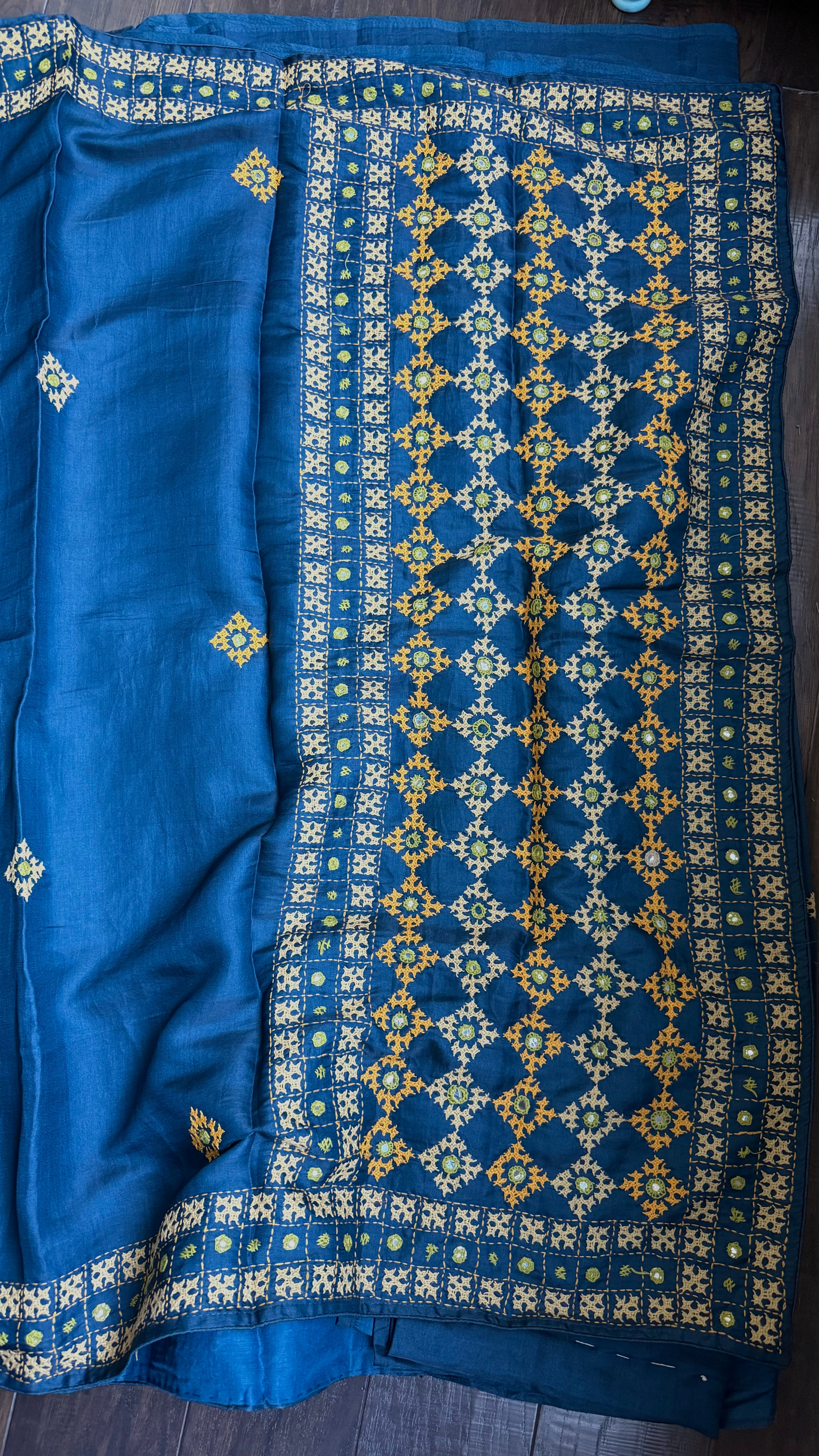 Soft Silk Kutch Embroidered - Blue